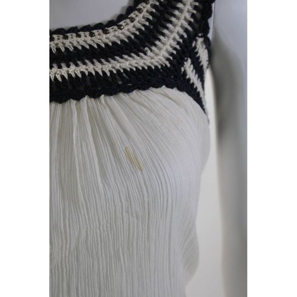 Calypso Saint Barth Womens Crochet Plisse Off Shoulder Top Blouse White Small - Picture 2 of 7